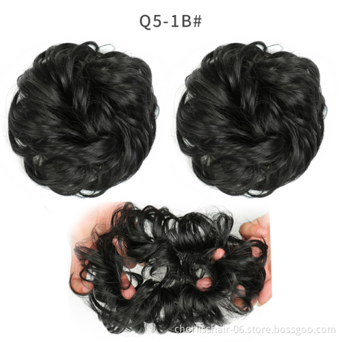 Wholesale Messy Curly Hairpieces for Women Hair Bun Elastic Scrunchie Chignon Updo Curly Hair Synthetic Wrap Ponytail Extension